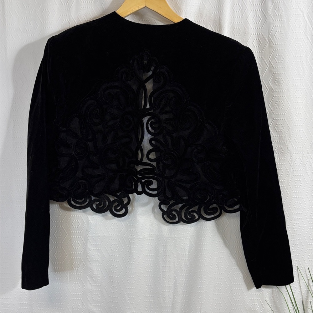 Jessica McClintock For Gunne Sax black shawl sweater jacket evening - Picture 7 of 10